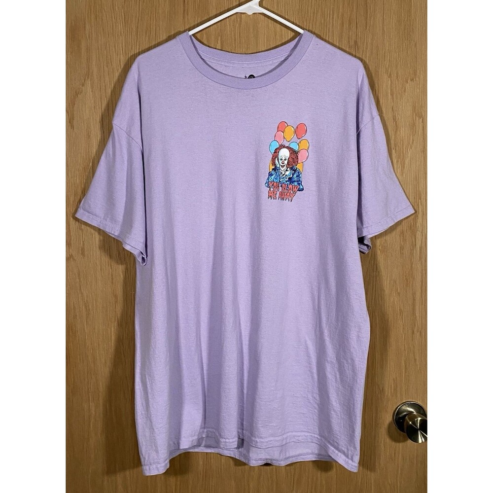 Men's XL PennyWise Graphic T-Shirt Purple Horror 90's IT Clown You Blow Me Away